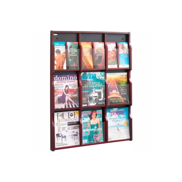 Safco Expose 9 Magazine 18 Pamphlet Display - Mahogany/Black 5702MH - main